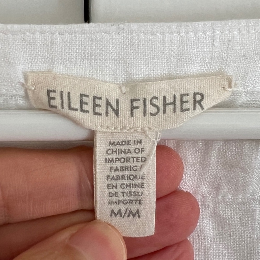 Eileen Fisher Organic Linen White Blouse Open Sleeve Top M - Picture 5 of 6